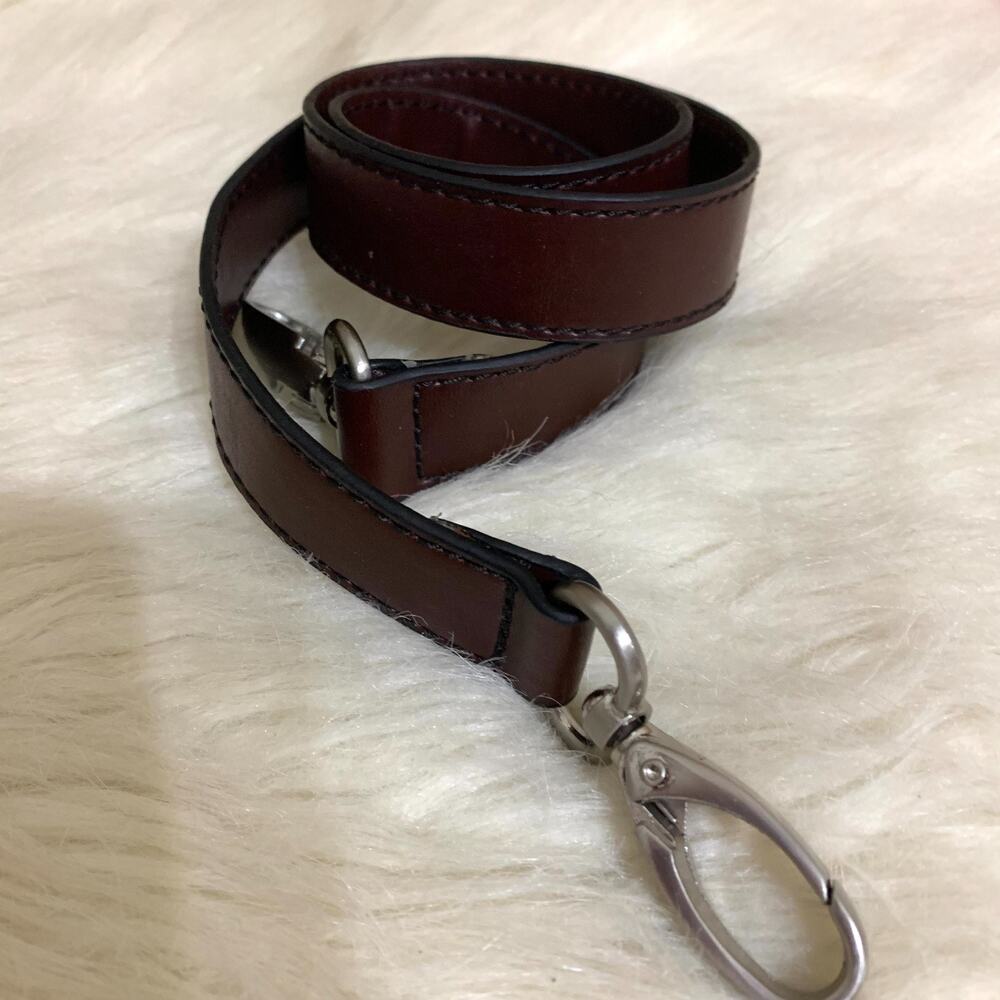 Mahogany Brown Smooth Leather 1" Replacement Shoulder Strap Silver Hardware - Picture 4 of 4